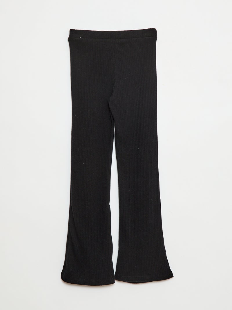 Pantalon flare en coton uni Noir - Kiabi