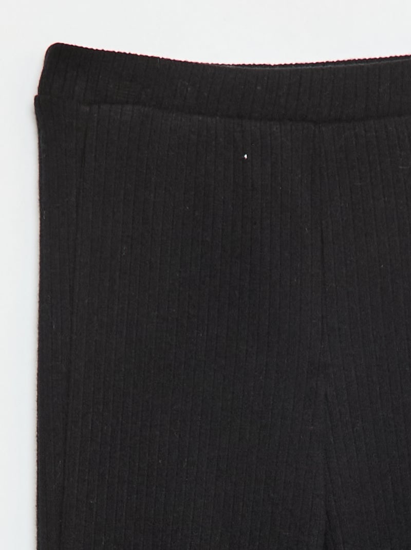 Pantalon flare en coton uni Noir - Kiabi