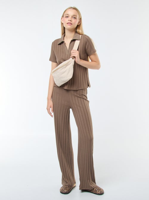 Pantalon flare en maille - Kiabi