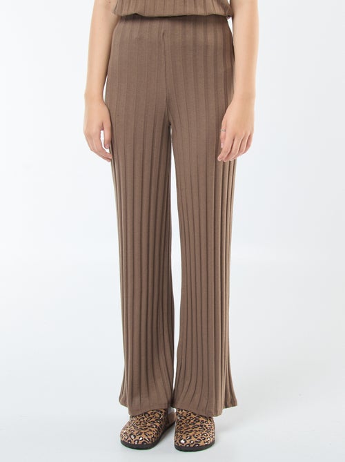Pantalon flare en maille - Kiabi