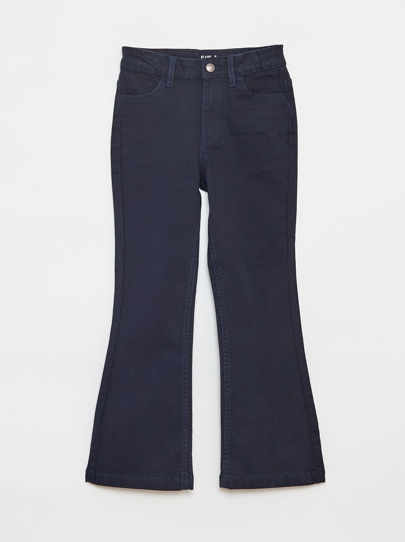 Pantalon flare en twill avec taille ajustable Bleu - Kiabi