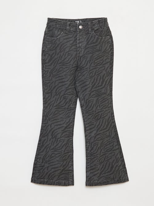 Pantalon flare en twill avec taille ajustable - Kiabi