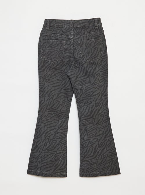 Pantalon flare en twill avec taille ajustable - Kiabi