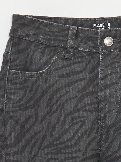 Pantalon flare en twill avec taille ajustable - Kiabi