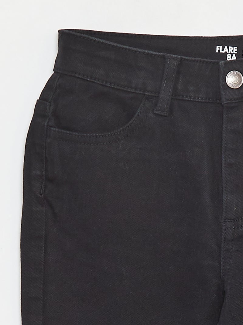 Pantalon flare en twill avec taille ajustable Noir - Kiabi