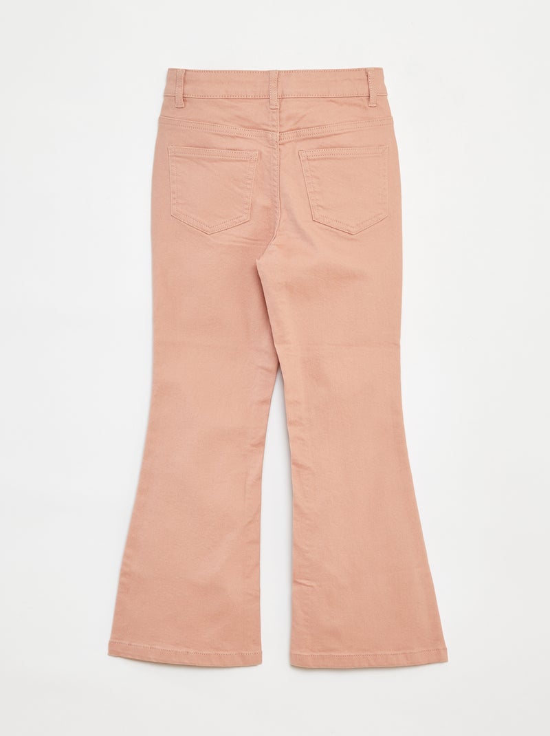 Pantalon flare en twill avec taille ajustable rose - Kiabi
