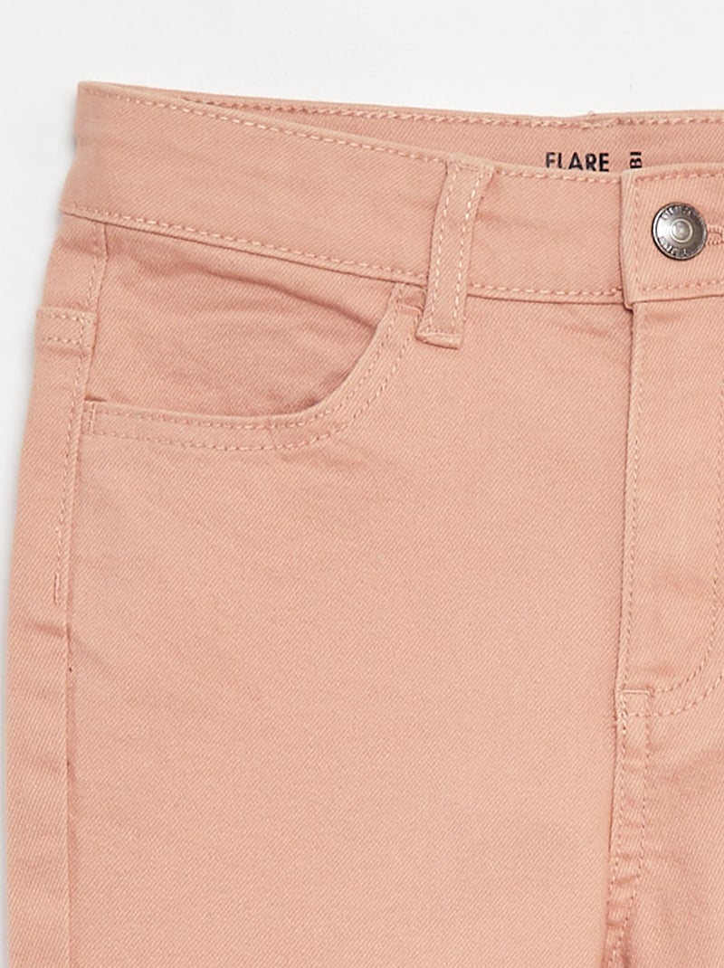 Pantalon flare en twill avec taille ajustable rose - Kiabi