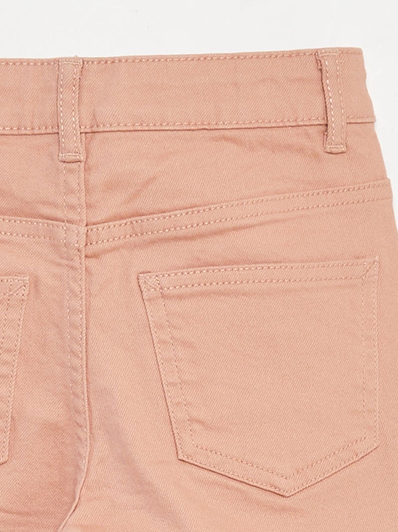 Pantalon flare en twill avec taille ajustable rose - Kiabi