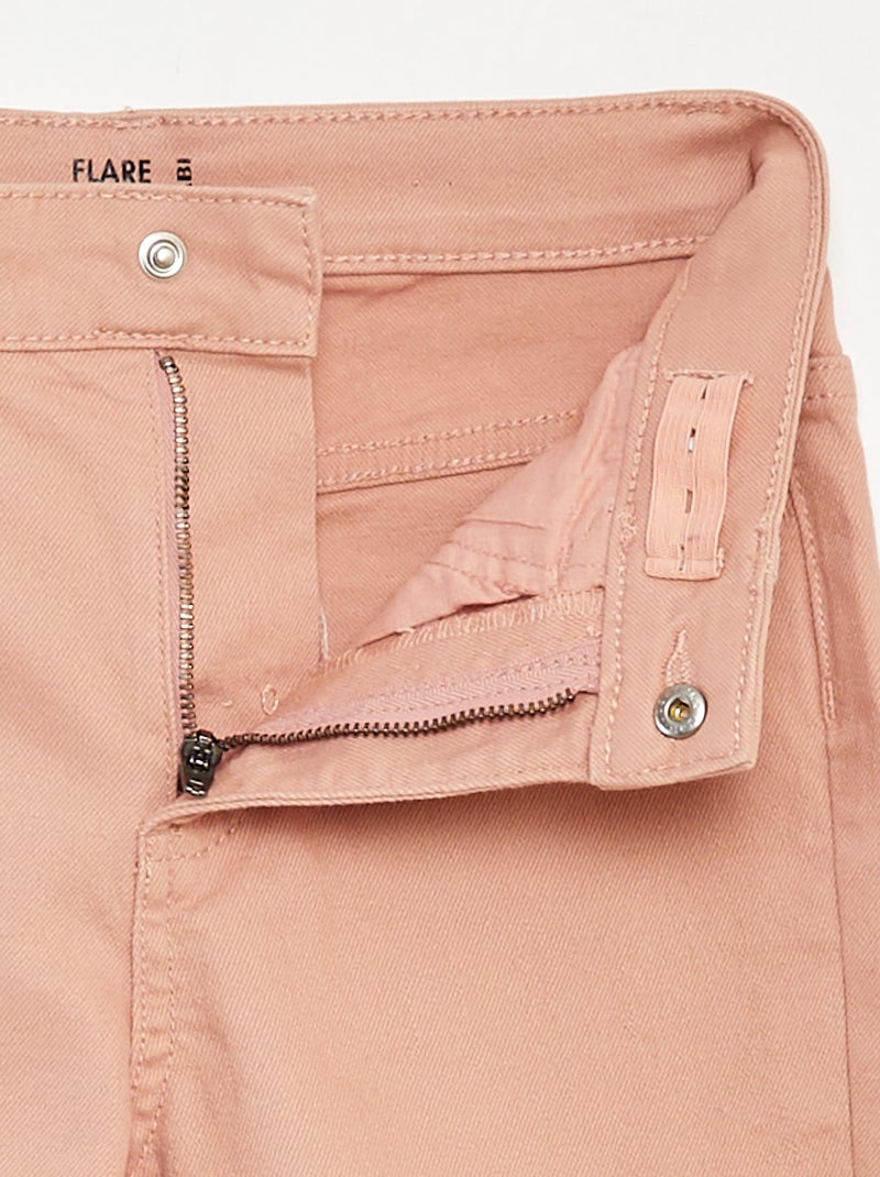 Pantalon flare en twill avec taille ajustable rose - Kiabi