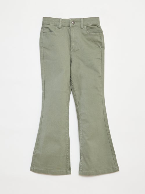 Pantalon flare en twill avec taille ajustable - Kiabi