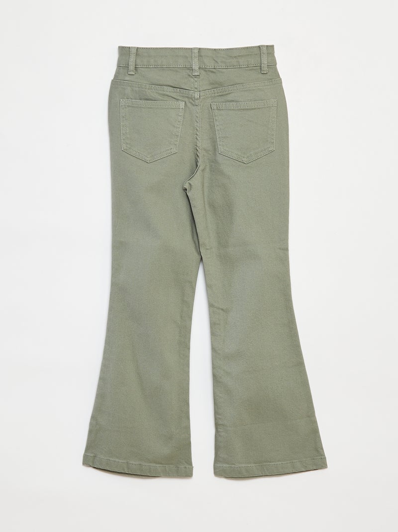 Pantalon flare en twill avec taille ajustable Vert - Kiabi