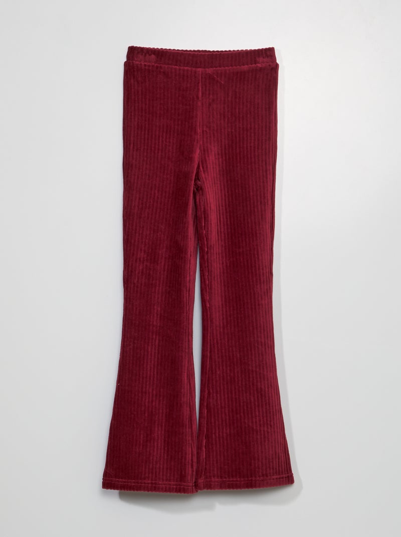 Pantalon flare en velours Bordeaux - Kiabi