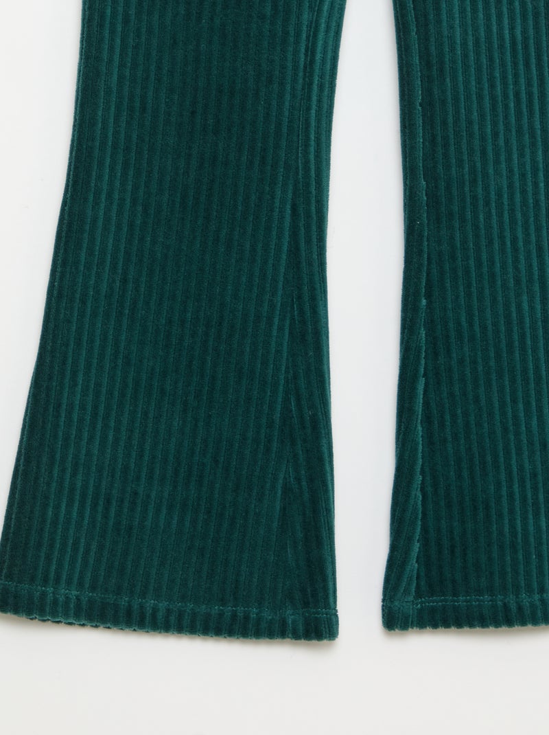 Pantalon flare en velours côtelé Vert - Kiabi