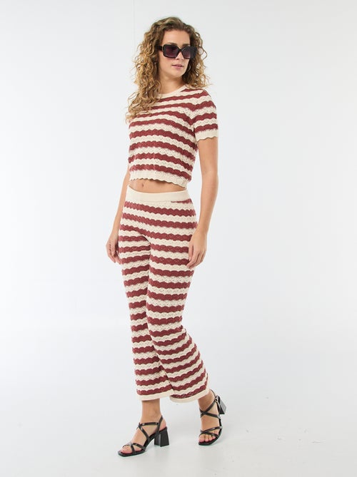 Pantalon flare femme en maille fantaisie - Kiabi
