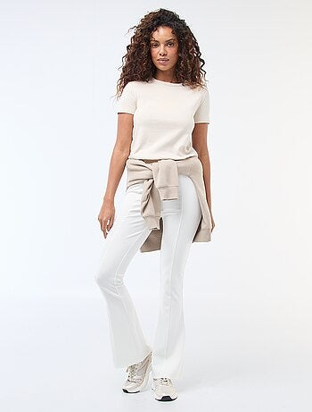 Pantalon flare femme en maille légère