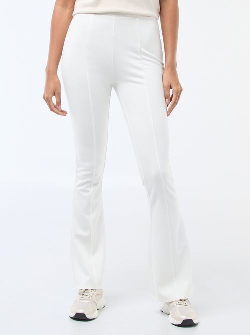 Pantalon flare femme en maille légère à taille élastiquée - Kiabi