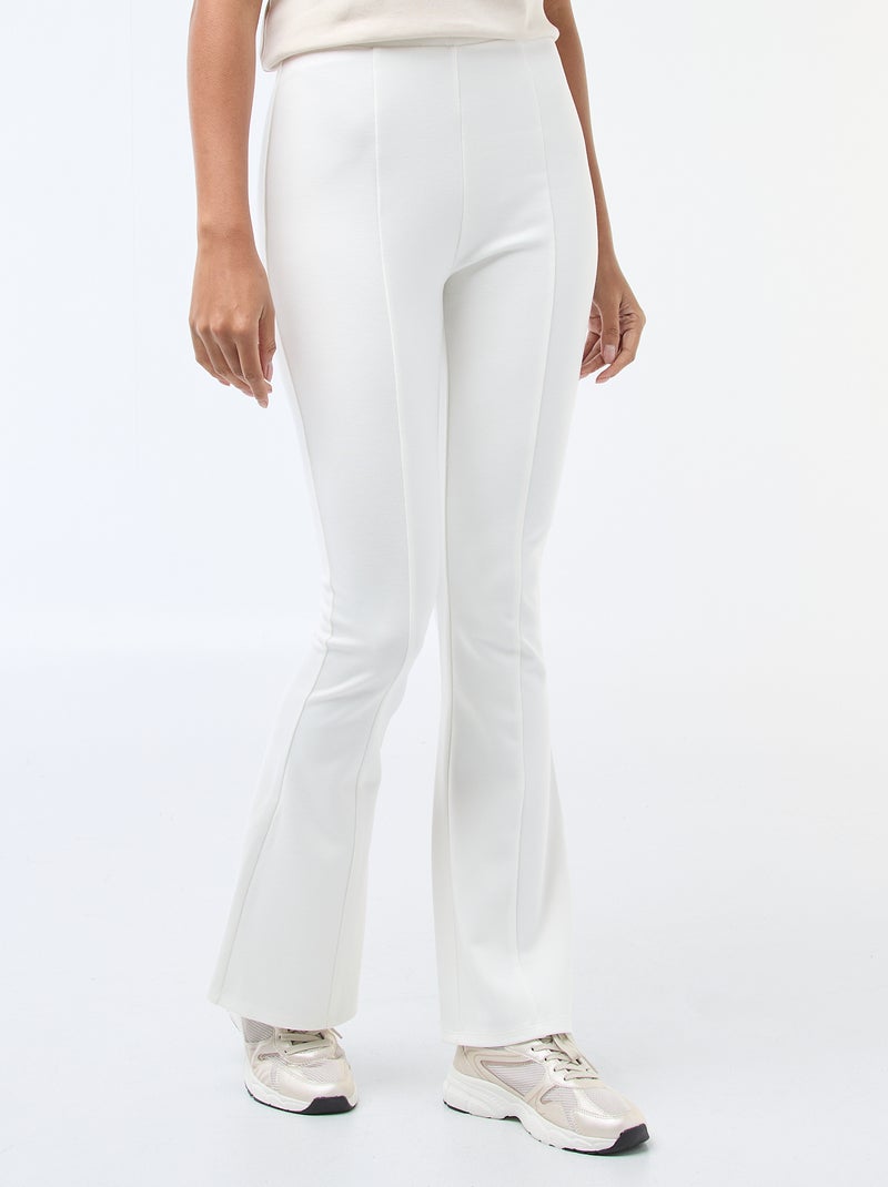 Pantalon flare femme en maille légère à taille élastiquée Blanc - Kiabi