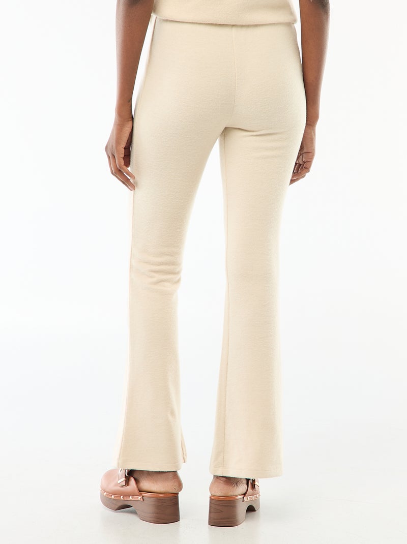 Pantalon flare femme maille lourde Beige - Kiabi