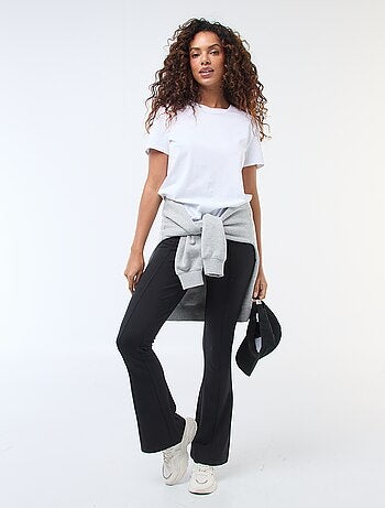 Pantalon flare femme taille élastiquée en maille légère