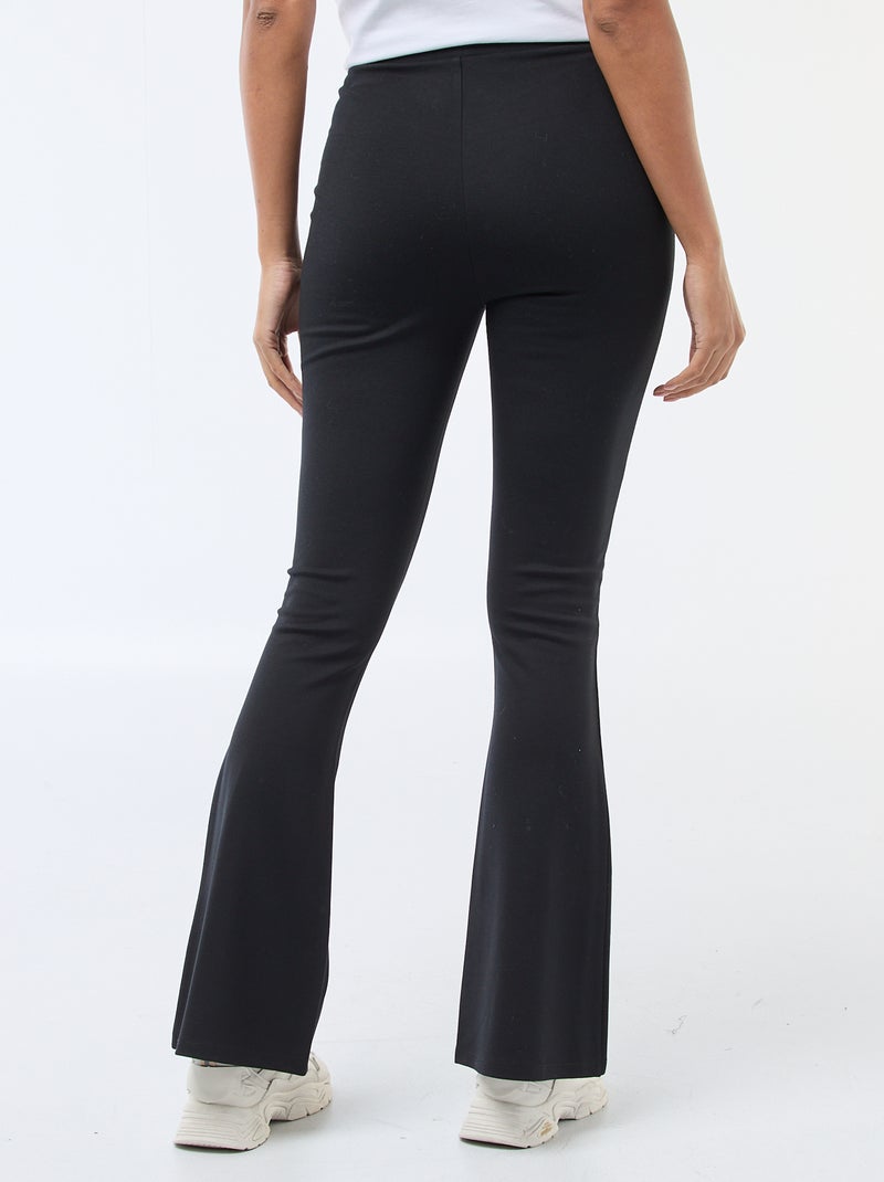 Pantalon flare femme taille élastiquée en maille légère Noir - Kiabi