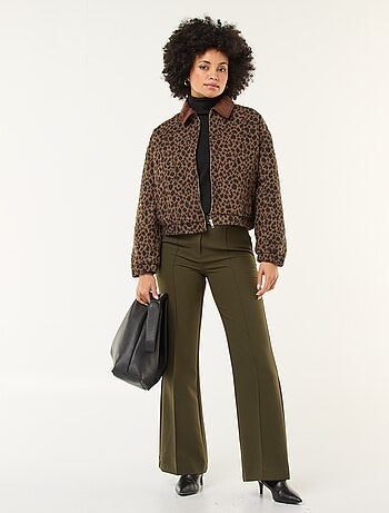 Pantalon flare femme taille standard en chaîne et trame lourd