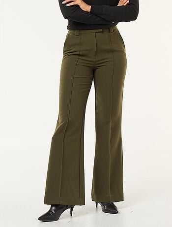 Pantalon flare femme taille standard en chaîne et trame lourd