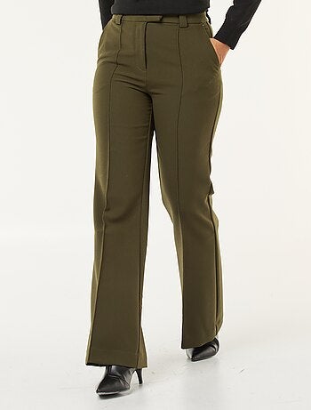 Pantalon flare femme taille standard en chaîne et trame lourd
