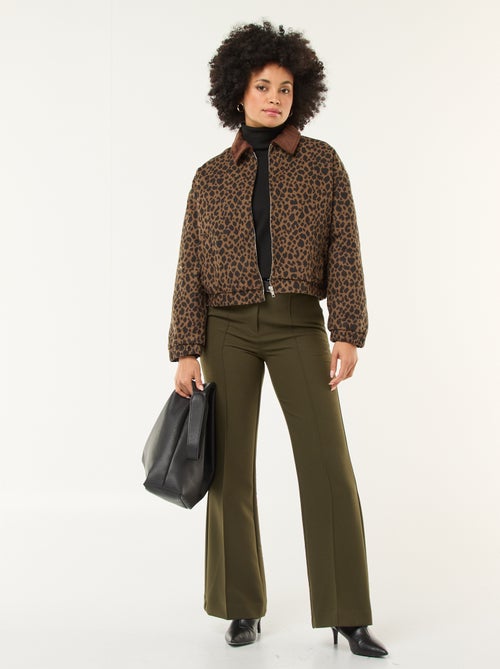 Pantalon flare femme taille standard en chaîne et trame lourd - Kiabi
