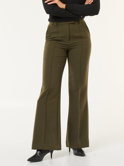 Pantalon flare femme taille standard en chaîne et trame lourd - Kiabi