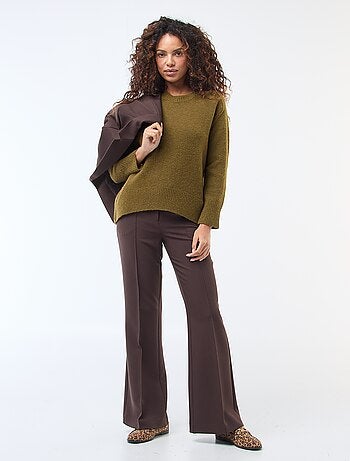 Pantalon flare femme taille standard en chaîne et trame lourd