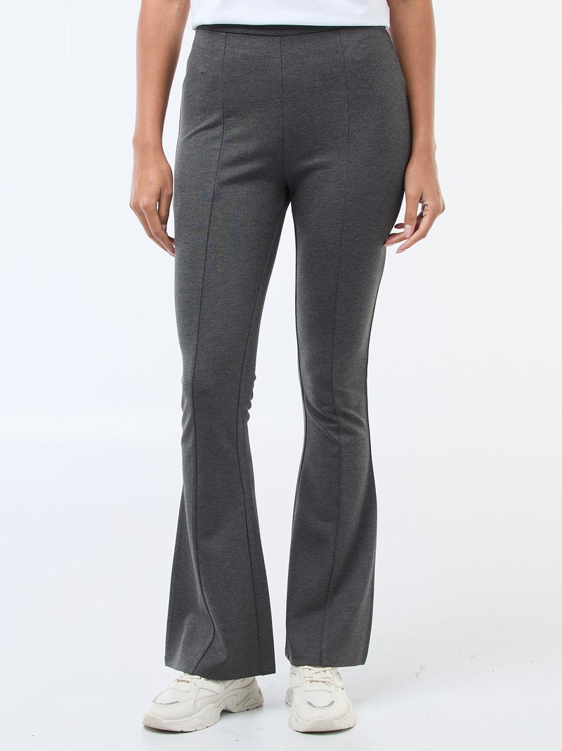 Pantalon flare maille ultra-stretch Gris - Kiabi