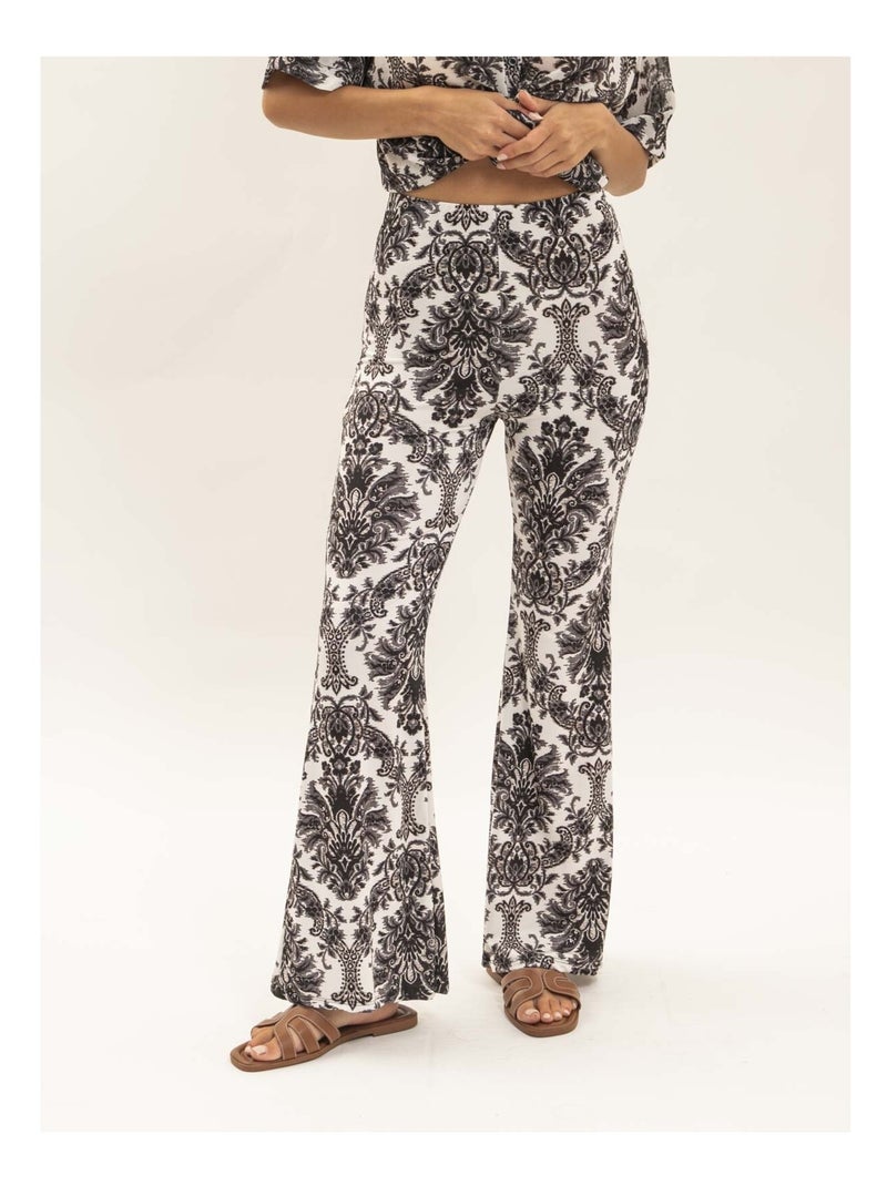 Pantalon flare motifs EDARZINE Noir - Kiabi