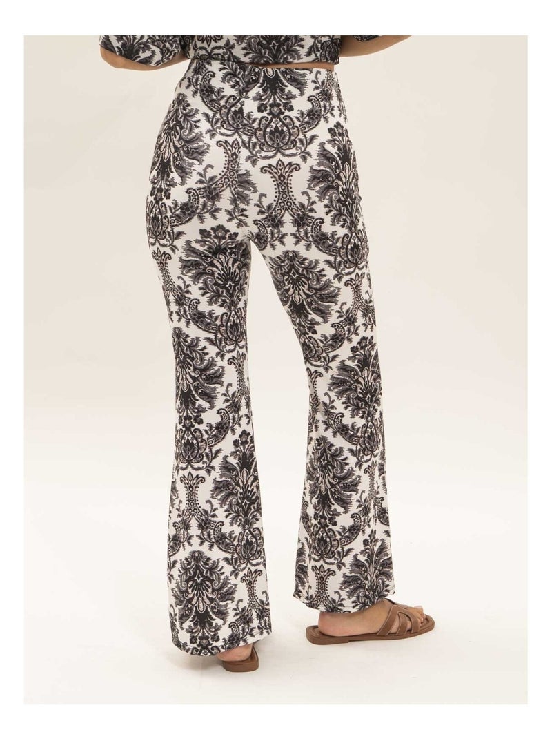 Pantalon flare motifs EDARZINE Noir - Kiabi