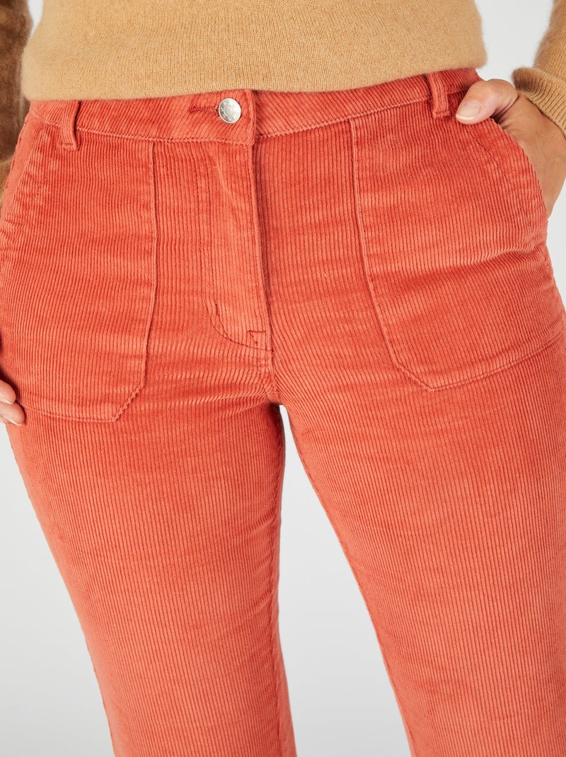 Pantalon flare velours - Damart Abricot - Kiabi