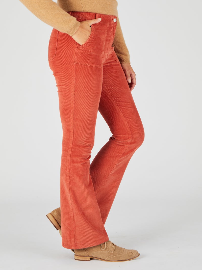 Pantalon flare velours - Damart Abricot - Kiabi