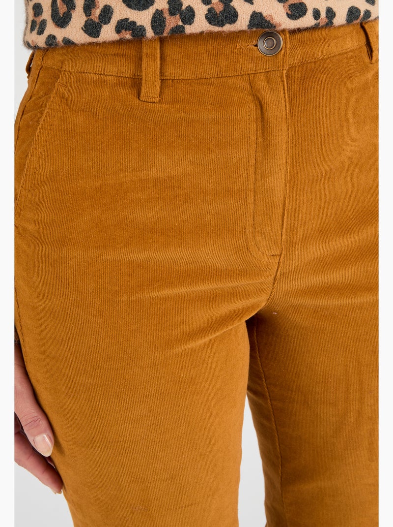 Pantalon flare velours - Damart Marron - Kiabi