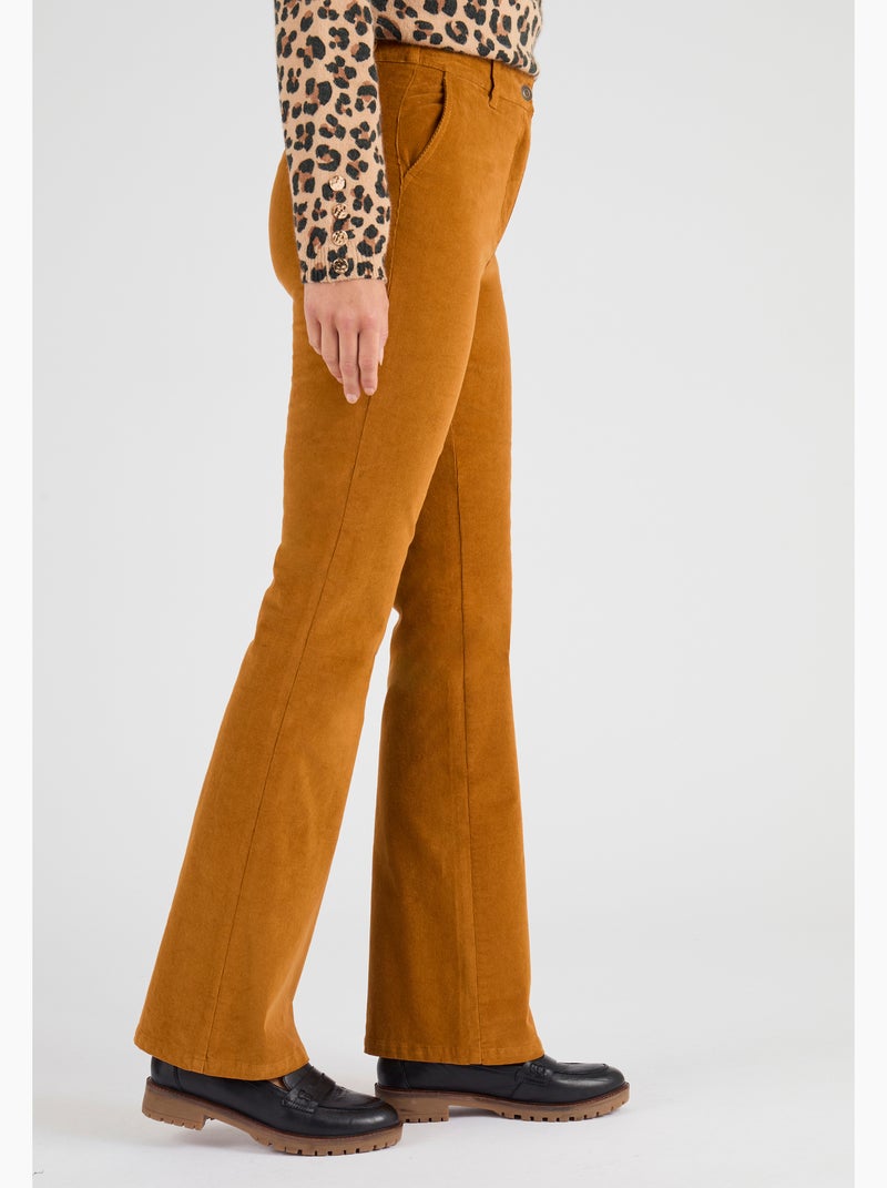 Pantalon flare velours - Damart Marron - Kiabi