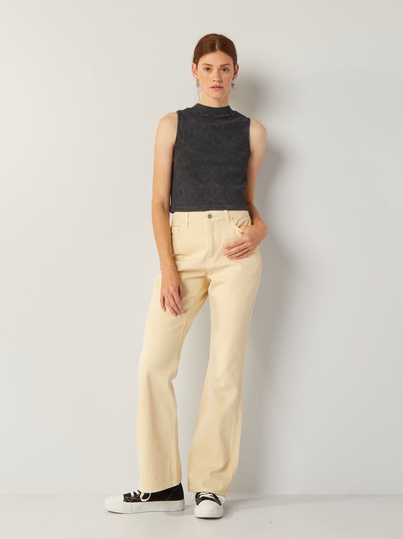 Pantalon flare/bootcut - 5 poches Crème - Kiabi