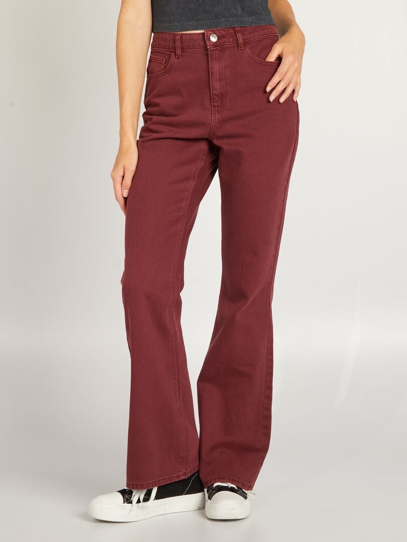 Pantalon flare/bootcut - 5 poches Rouge bordeaux - Kiabi