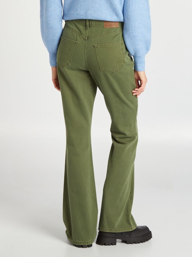 Pantalon flare/bootcut - 5 poches Vert kaki - Kiabi