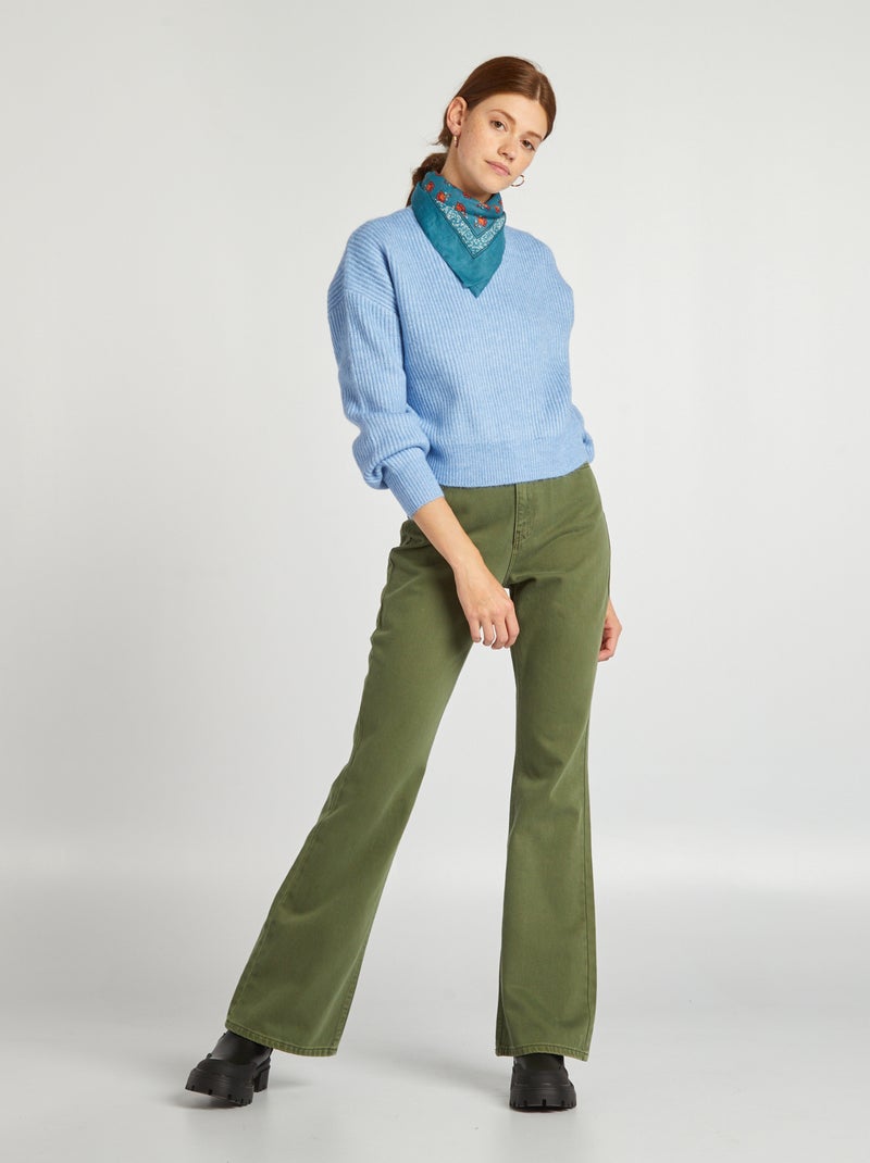 Pantalon flare/bootcut - 5 poches Vert kaki - Kiabi