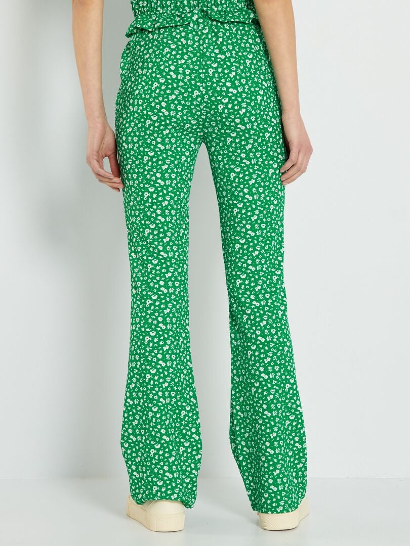 Pantalon flare/bootcut à motifs Vert - Kiabi