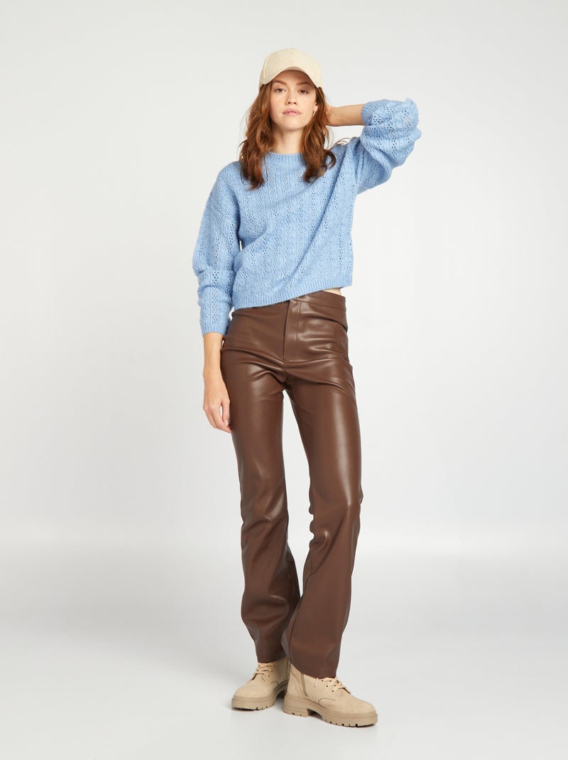 Pantalon flare/bootcut en simili Marron - Kiabi