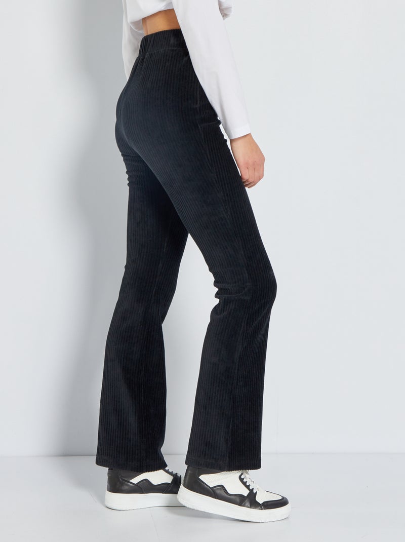 Femme Cache Cache Pantalon Velours Femme Noir Taille Haute