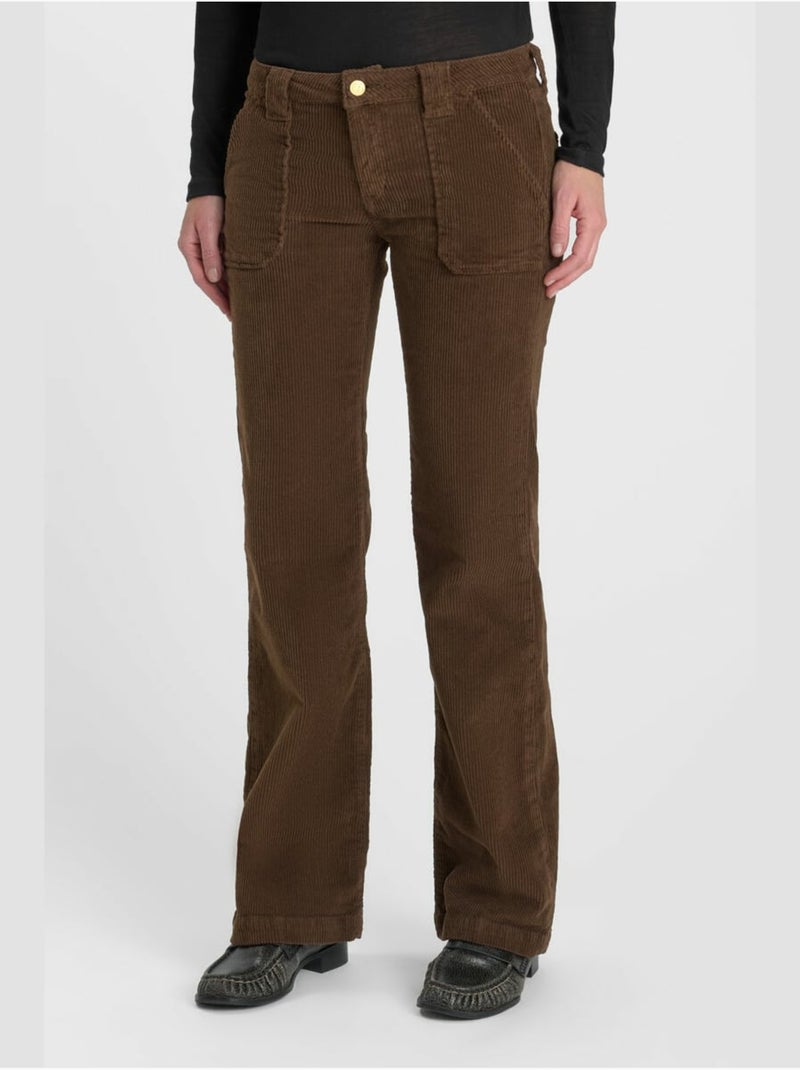 Pantalon flarevel flare 'le temps des cerises' Marron - Kiabi
