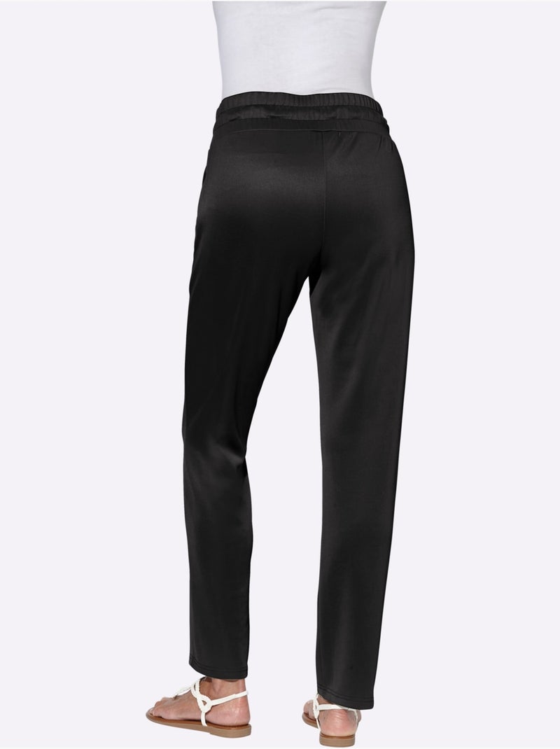 Pantalon flexible avec ceinture élastique et poches devant - Taille standard - Moda Vilona Noir - Kiabi