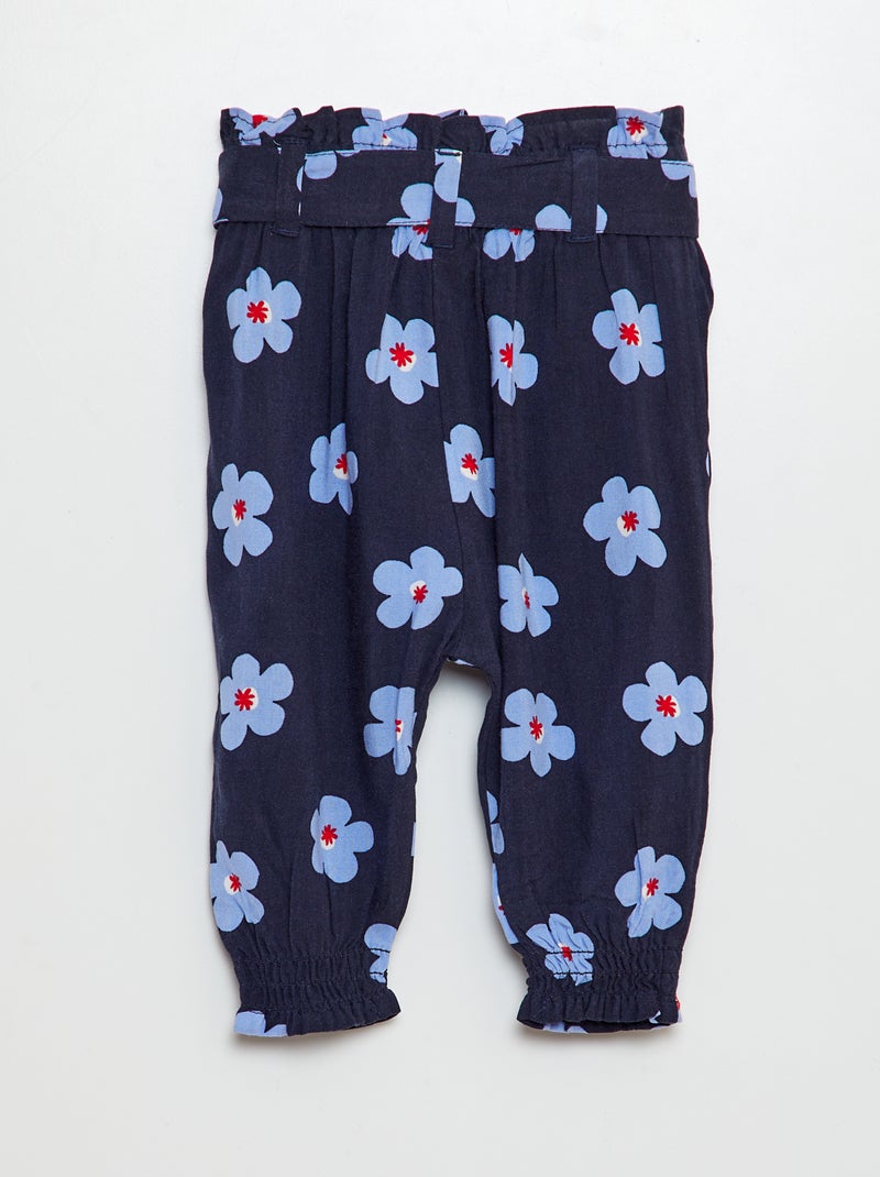 Pantalon fluide à ceinture BLEU - Kiabi