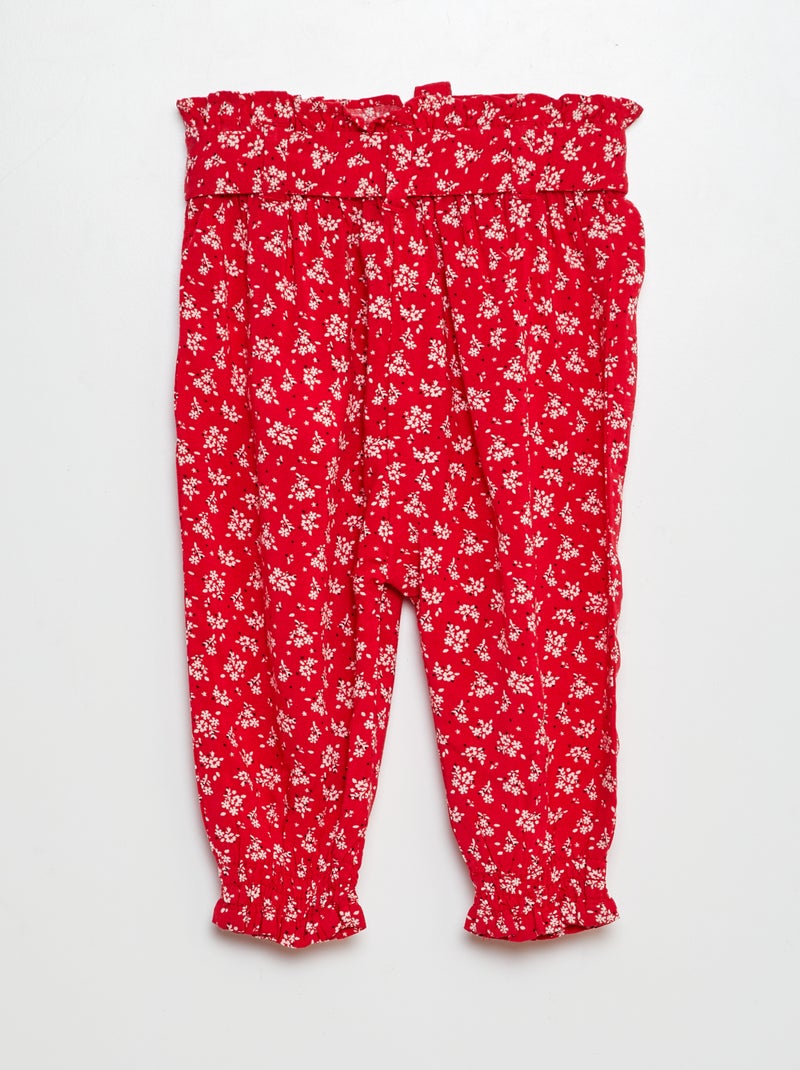 Pantalon fluide à ceinture ROUGE - Kiabi