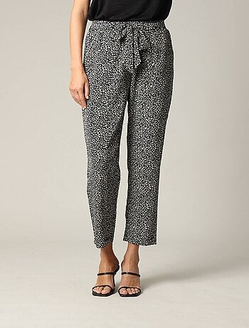 Pantalon fluide à imprimé animalier stylisé avec taille haute ceinturée 'Deeluxe'