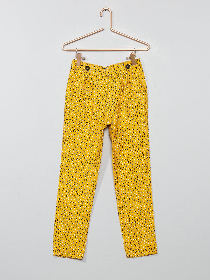 Pantalon fluide à pinces jaune - Kiabi